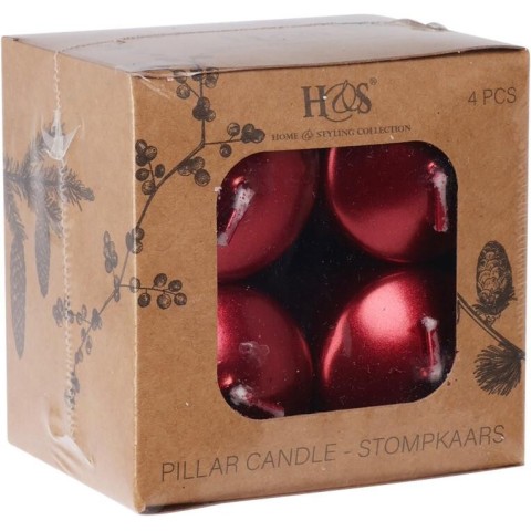 SET 4 CANDELE 4X6CM ROSSO META